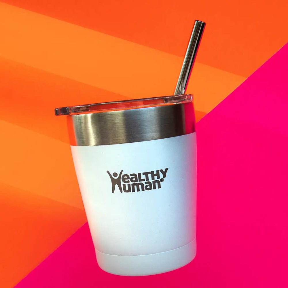 healthy human bottle with stainless steel straw