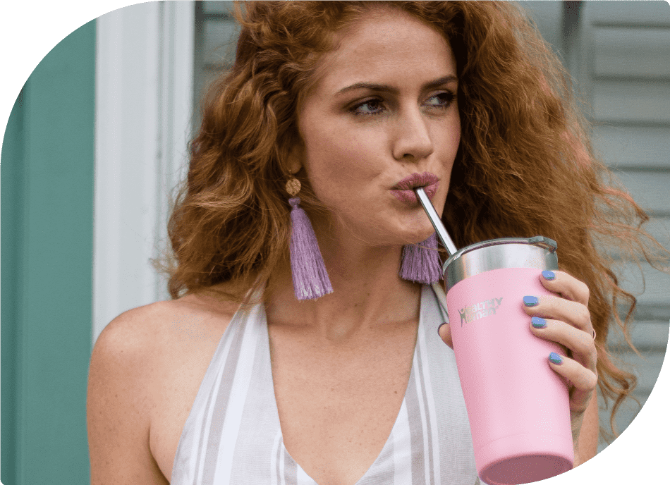 Girl Sipping Water from Healthy Human Bottle