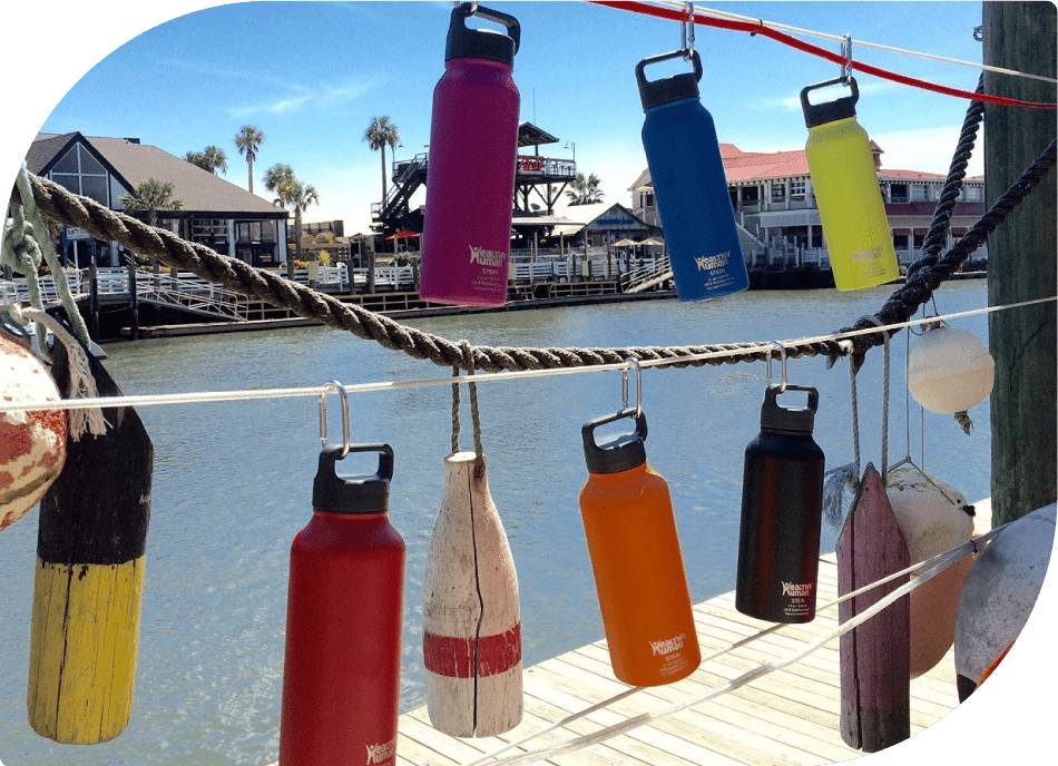 Healthy Human Bottles Hanging on Ropes - A Creative and Sustainable Display