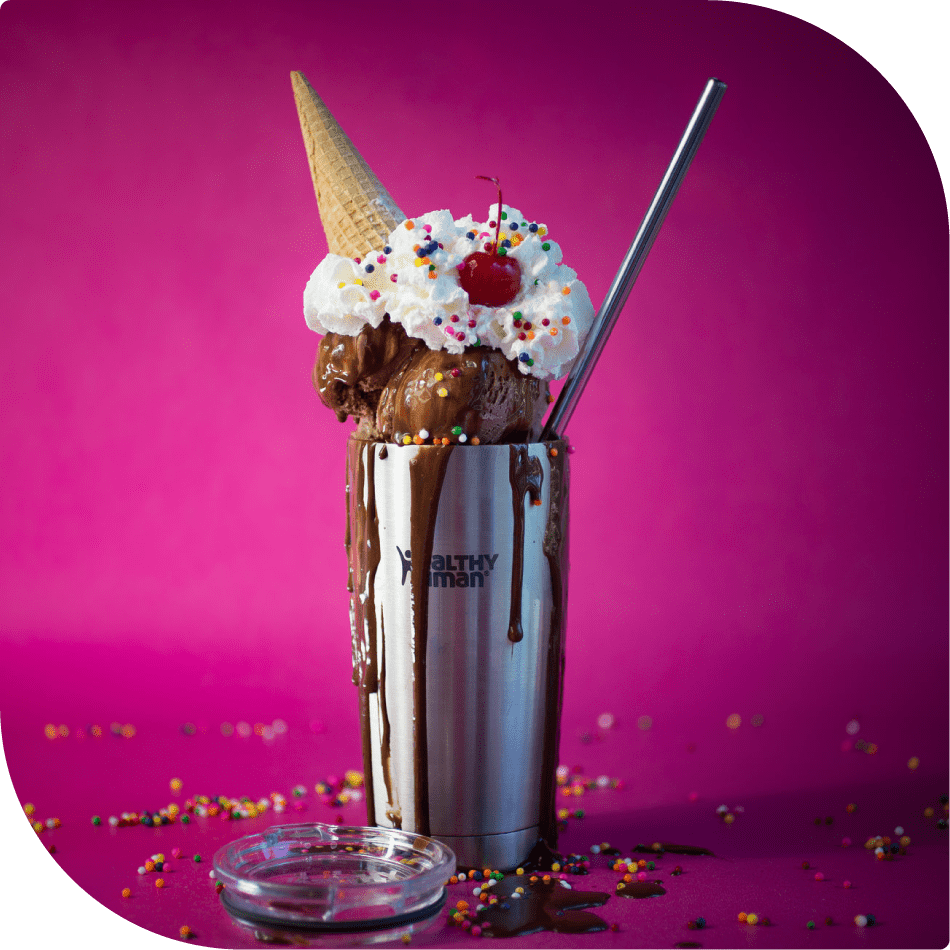 "Healthy Human Stainless Steel Bottle with a Sweet Ice Cream Aesthetic and a Steel Straw