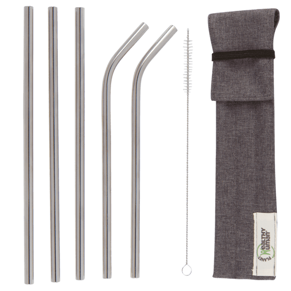 Dropship 5pcs Set Stainless Steel Straws; Reusable Metal Straws