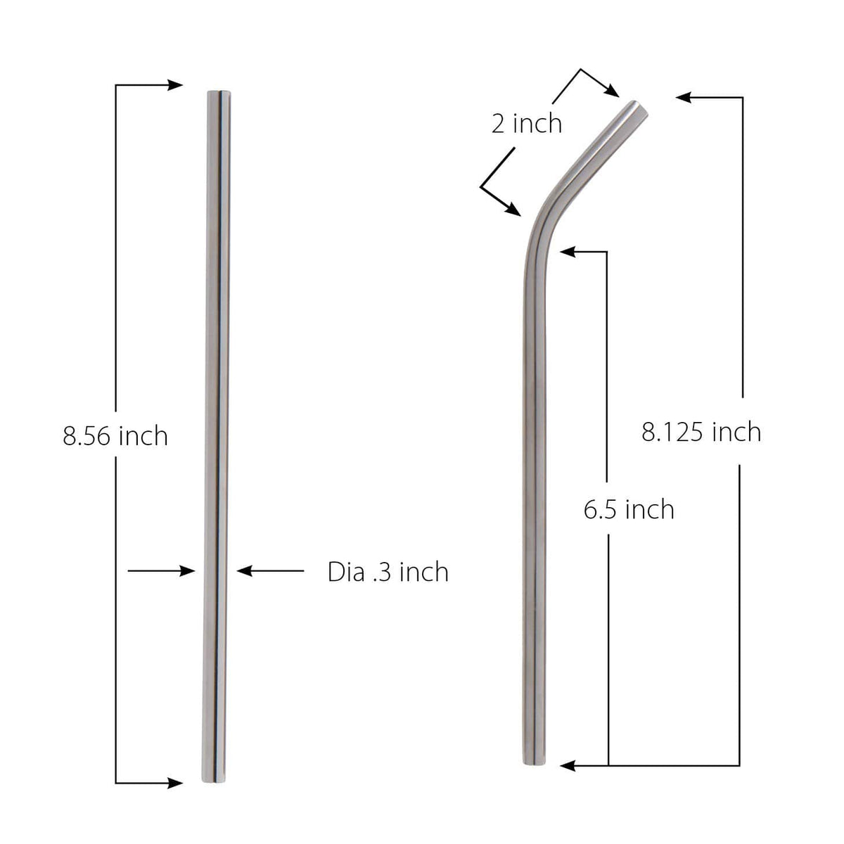 Stainless Steel Straws with Travel Case, Set of 5
