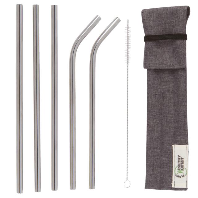 8 Pcs Stainless Steel Metal Drinking Straw Reusable Straws +