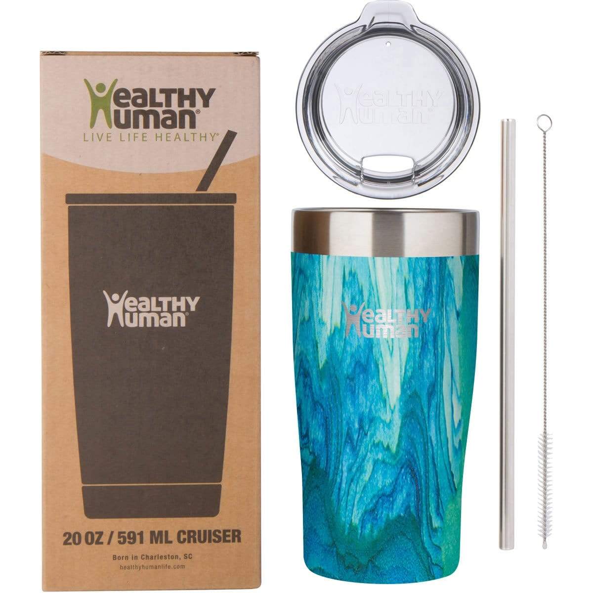20oz Large Stainless Steel Tumbler &amp; Straw - Healthy Human