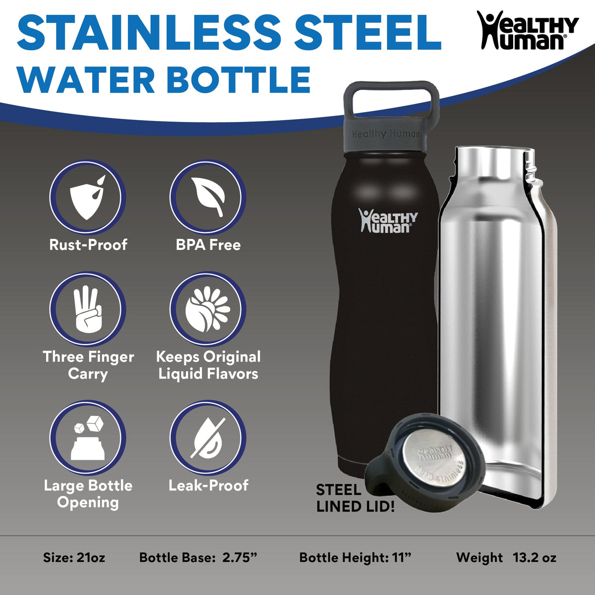 Ergonomic Curve Stainless Steel Water Bottle