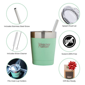 12oz Large Stainless Steel Tumbler & Straw - Healthy Human