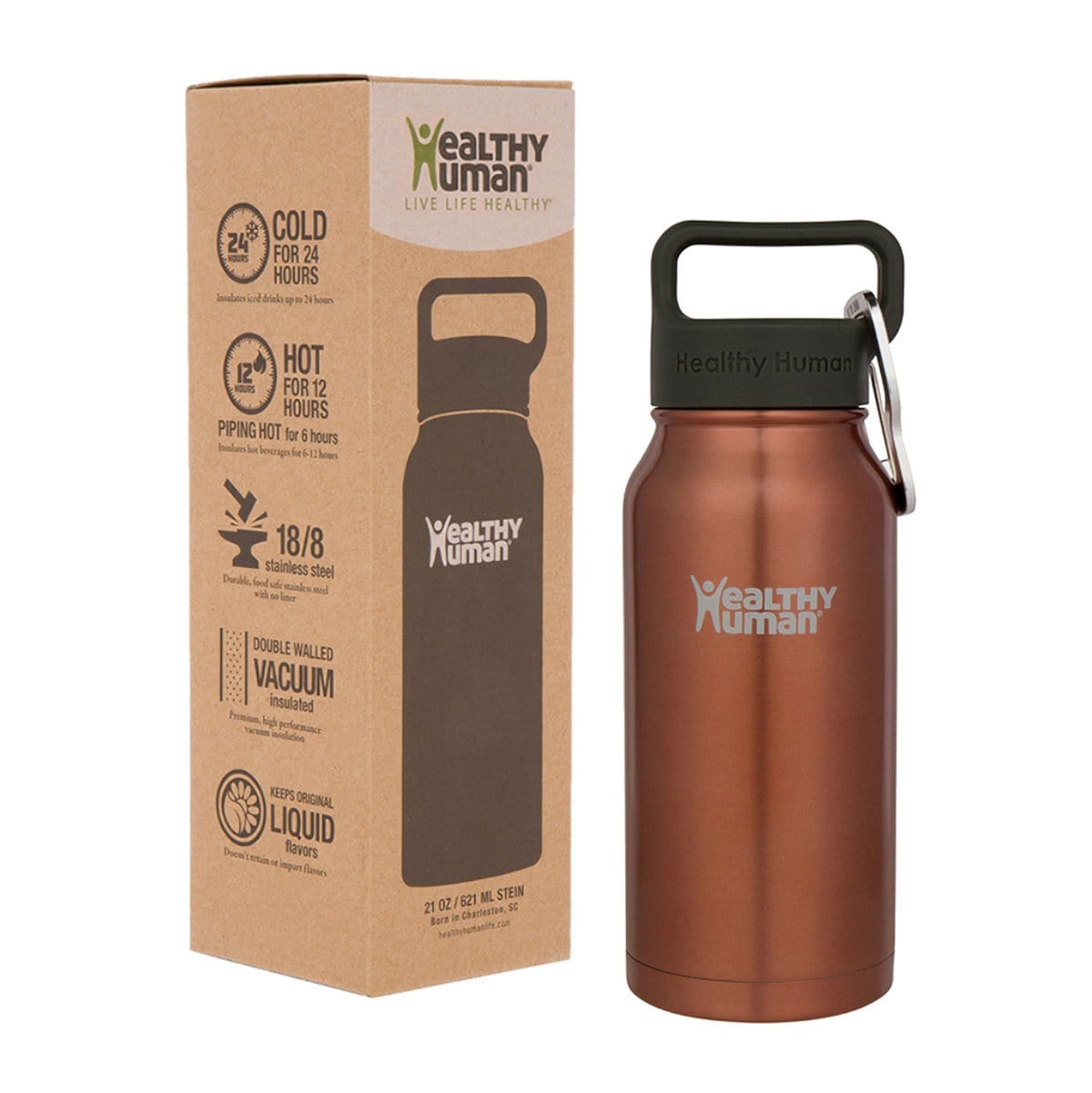 16oz Stainless Steel Water Bottle Healthy Human