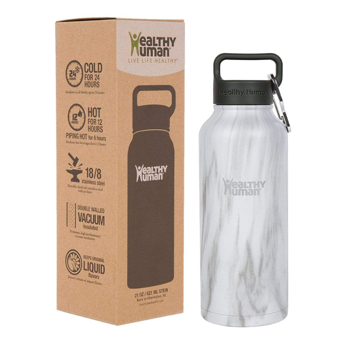  Healthy Human Stainless Steel Water Bottle, Double Walled  Vacuum Insulated Water Thermos for Adults